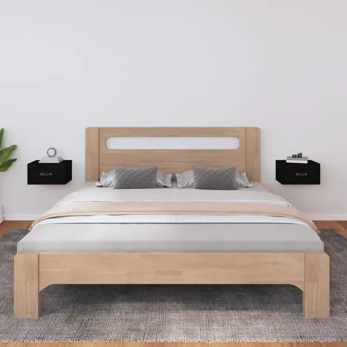 vidaXL Wall-mounted Bedside Cabinets 2 pcs Black 40×29.5×22 cm