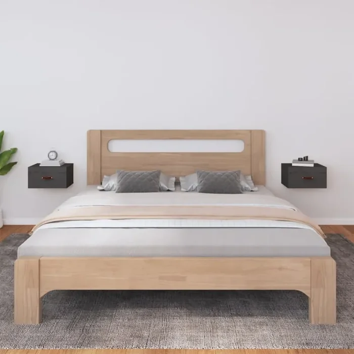 vidaXL Wall-mounted Bedside Cabinets 2 pcs Grey 40×29.5×22 cm