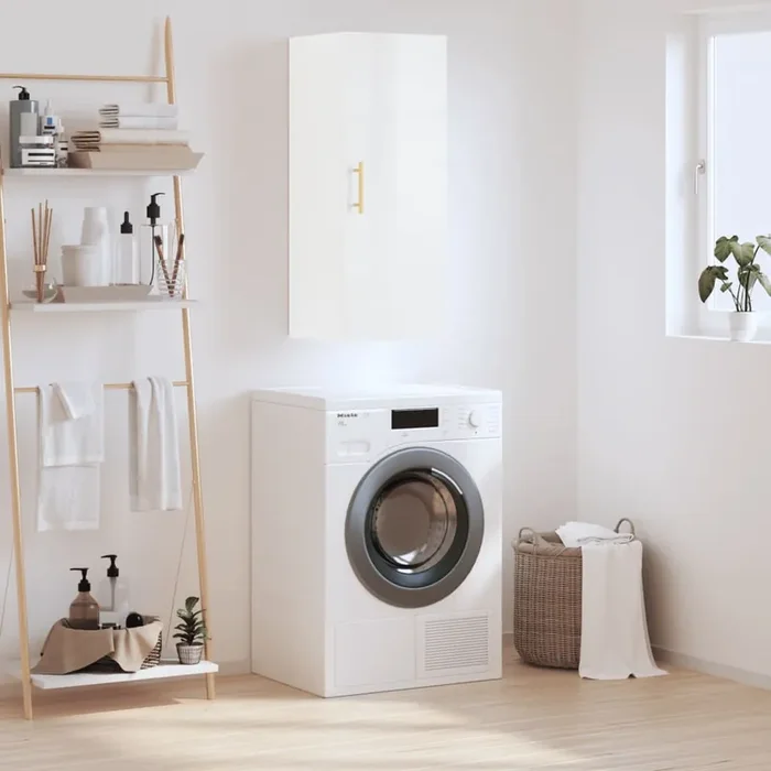 vidaXL Wall Mounted Cabinet High Gloss White 34.5x34x90 cm