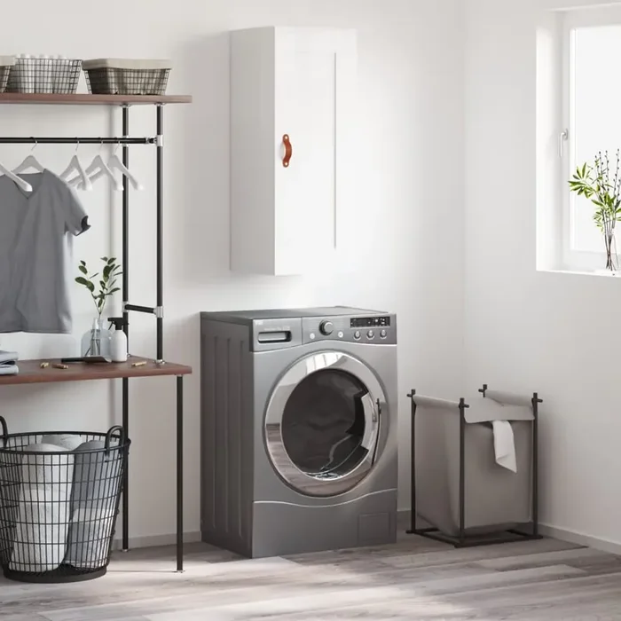 vidaXL Wall Mounted Cabinet High Gloss White 34.5x34x90 cm Engineered Wood