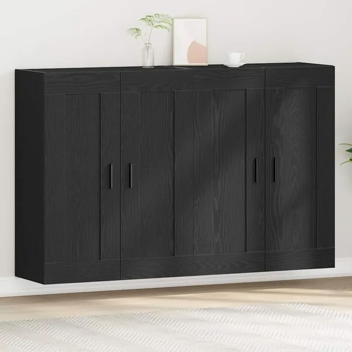 vidaXL Wall Mounted Cabinets 2 pcs Black Oak Engineered Wood