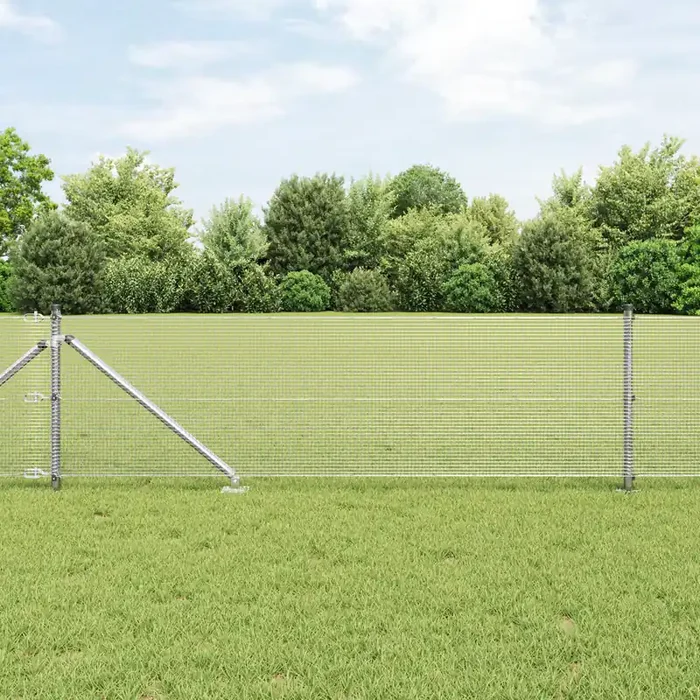 vidaXL Welded Wire Fence with 13 Spike Posts 0.8×25 m Galvanised Steel