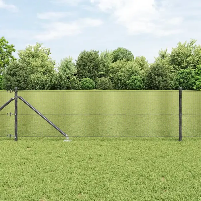 vidaXL Welded Wire Fence with 13 Spike Posts Grey 0.5×100 m Steel