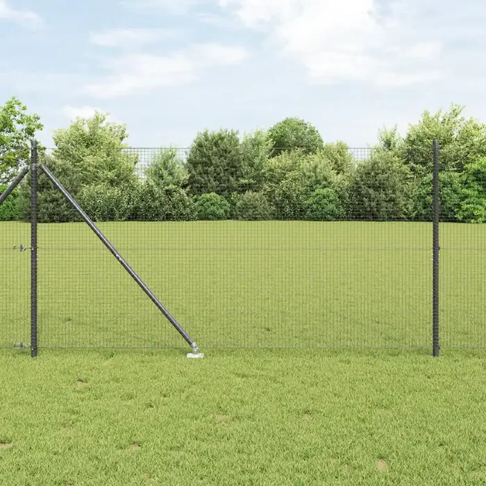vidaXL Welded Wire Fence with 13 Spike Posts Grey 1.2×25 m Steel