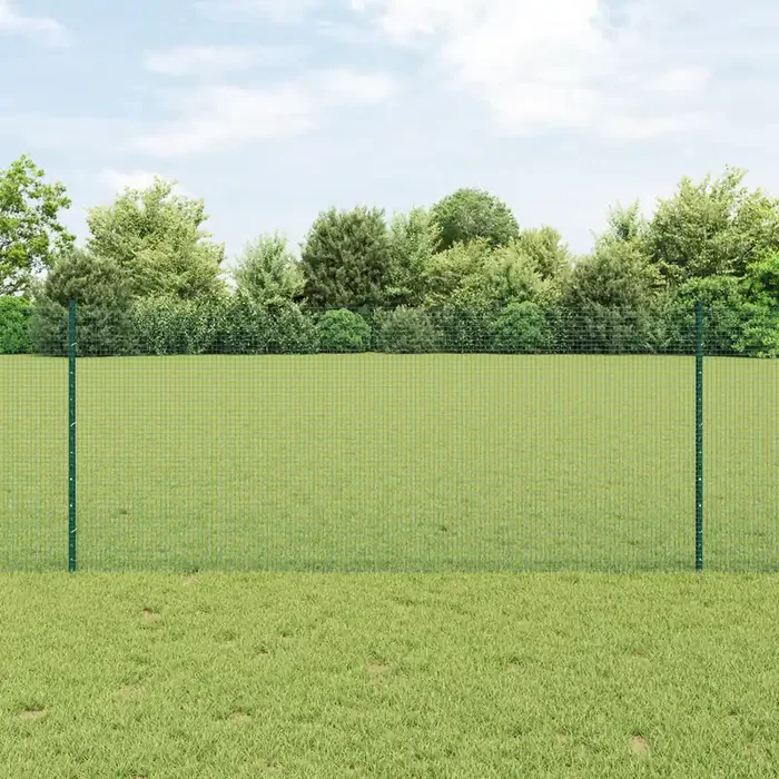 vidaXL Welded Wire Fence with 22 U Posts Green 1×50 m Steel