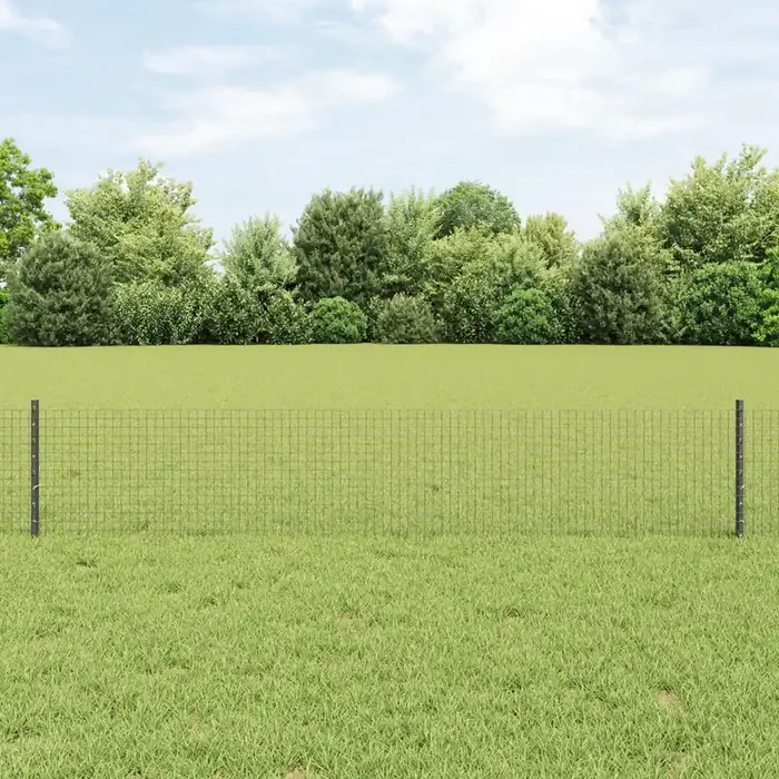 vidaXL Welded Wire Fence with 22 U Posts Grey 0.4×50 m Steel