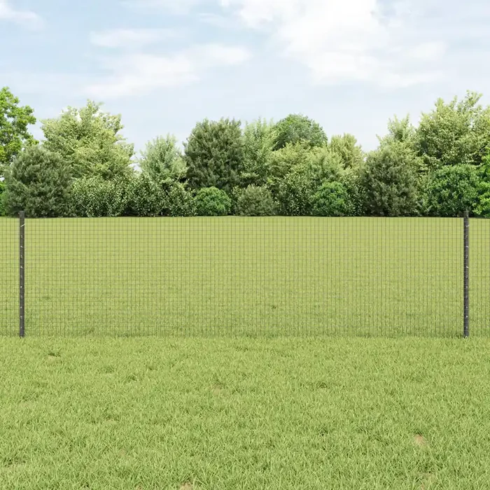vidaXL Welded Wire Fence with 22 U Posts Grey 0.6×50 m Steel