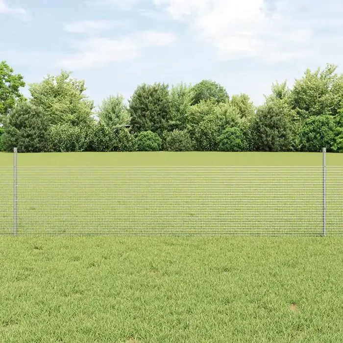 vidaXL Welded Wire Fence with 22 U Posts Silver 0.5×50 m Steel