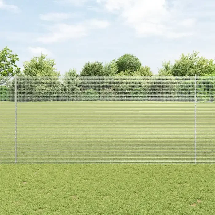 vidaXL Welded Wire Fence with 22 U Posts Silver 1.5×25 m Steel
