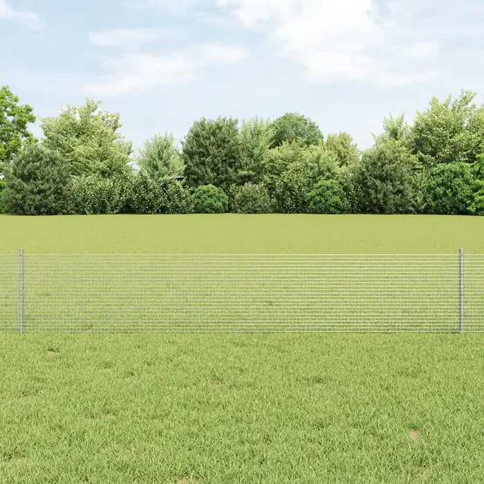 vidaXL Welded Wire Fence with 44 U Posts Silver 0.4×100 m Steel