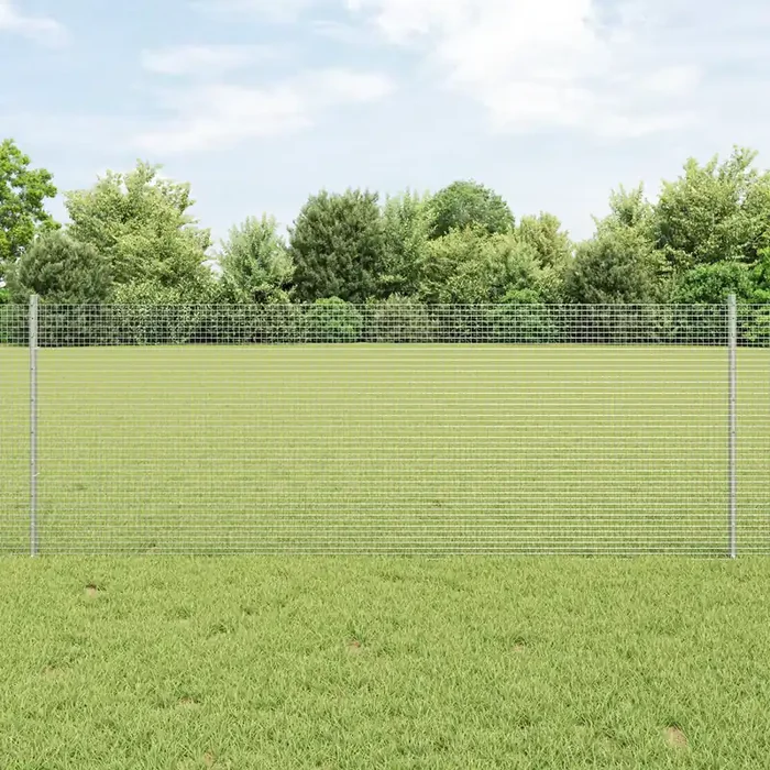 vidaXL Welded Wire Fence with 44 U Posts Silver 0.8×100 m Steel