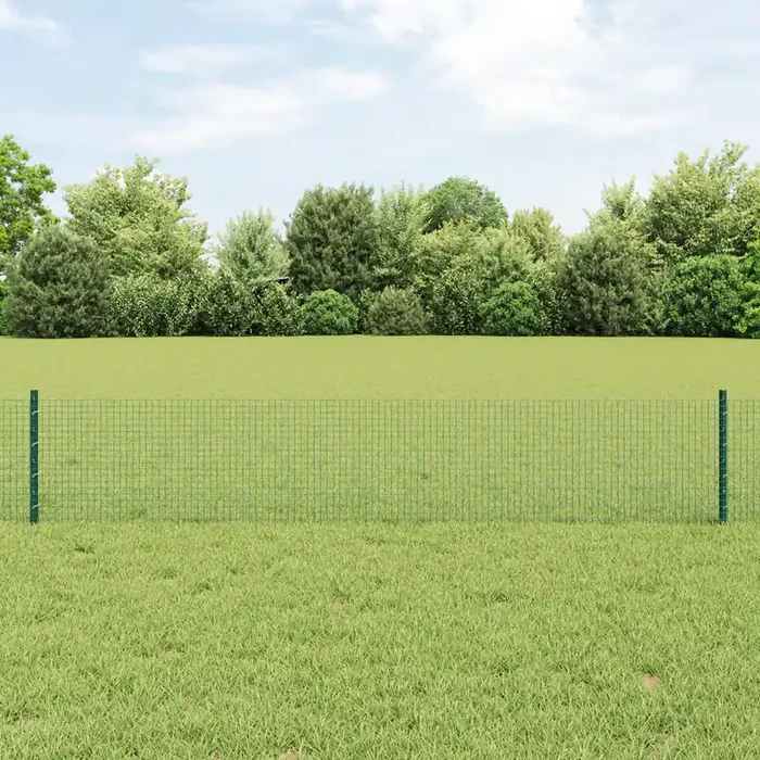 vidaXL Welded Wire Fence with 5 U Posts Green 0.4×10 m Steel