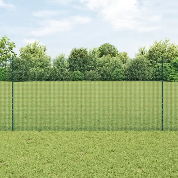vidaXL Welded Wire Fence with 5 U Posts Green 1.2×10 m Steel
