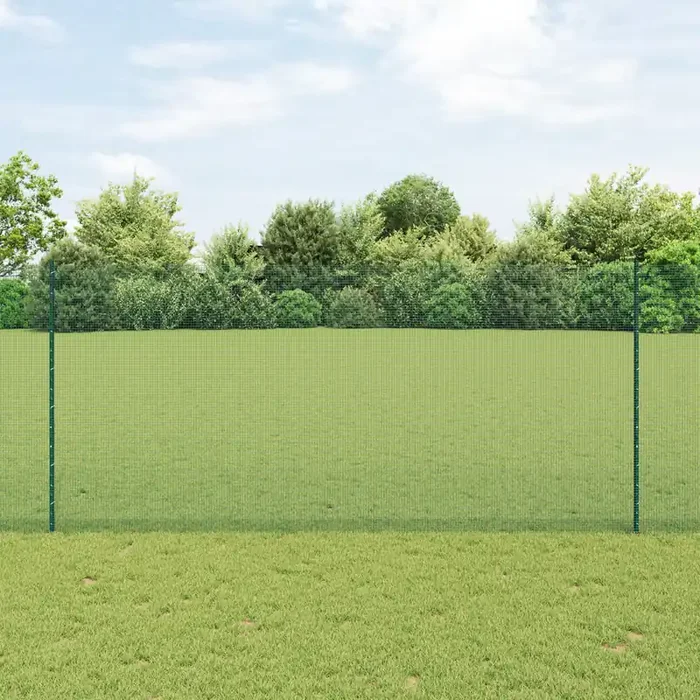 vidaXL Welded Wire Fence with 5 U Posts Green 1.4×10 m Steel