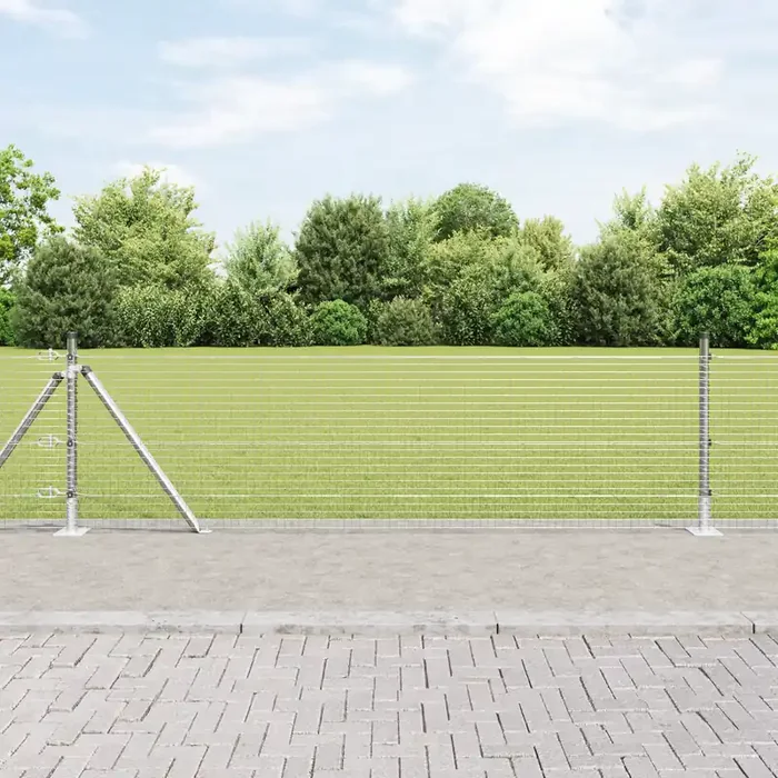 vidaXL Welded Wire Fence with 7 Flanged Posts 0.6×10 m Galvanised Steel