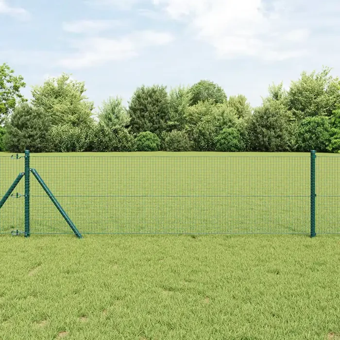 vidaXL Welded Wire Fence with 7 Posts Green 0.6×10 m Steel