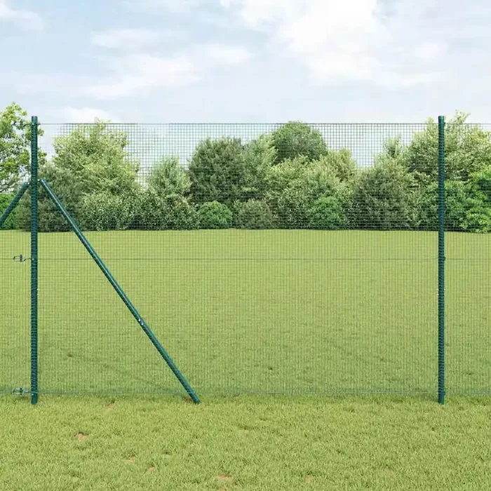 vidaXL Welded Wire Fence with 7 Posts Green 1.6×10 m Steel