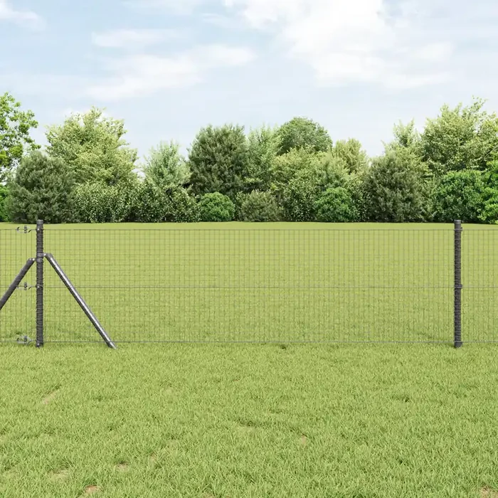 vidaXL Welded Wire Fence with 7 Posts Grey 0.4×10 m Steel