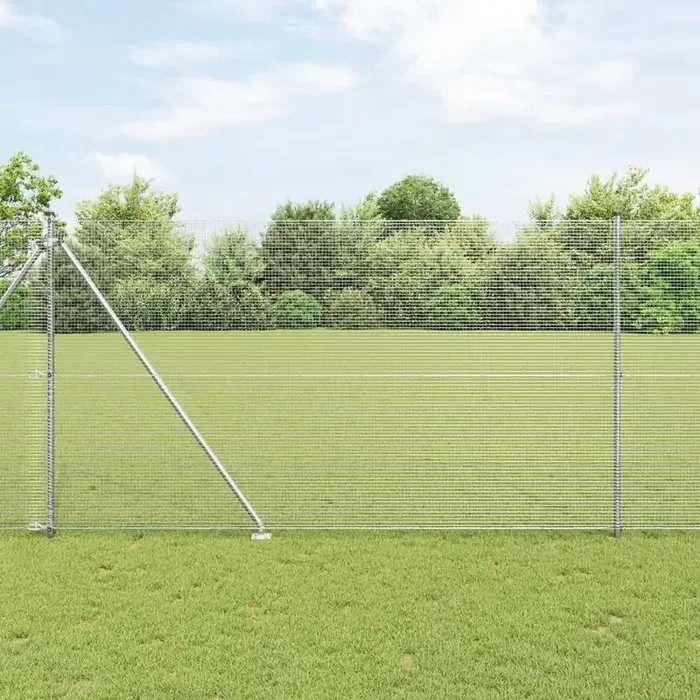 vidaXL Welded Wire Fence with 7 Spike Posts 1.5×10 m Galvanised Steel