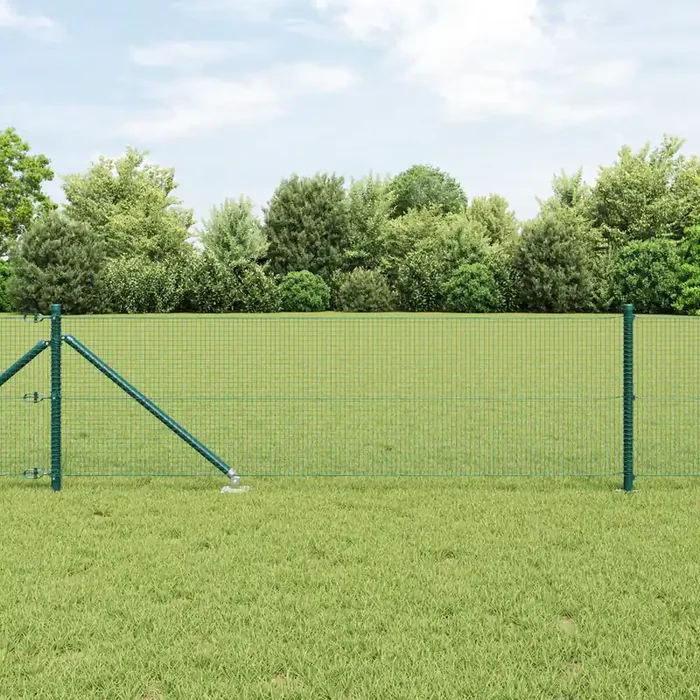 vidaXL Welded Wire Fence with 7 Spike Posts Green 0.4×10 m Steel