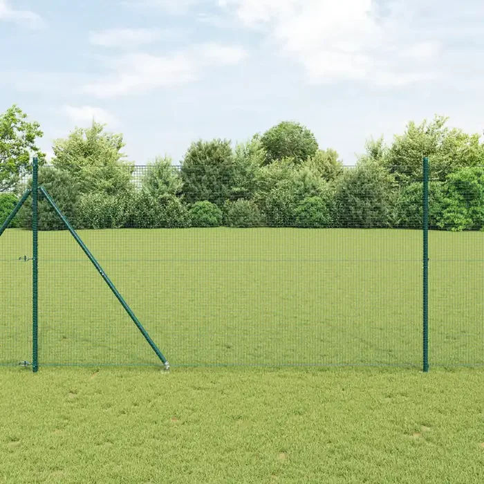 vidaXL Welded Wire Fence with 7 Spike Posts Green 1.4×10 m Steel