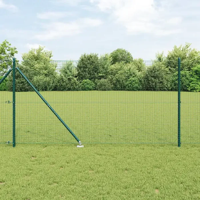 vidaXL Welded Wire Fence with 7 Spike Posts Green 1.4×10 m Steel