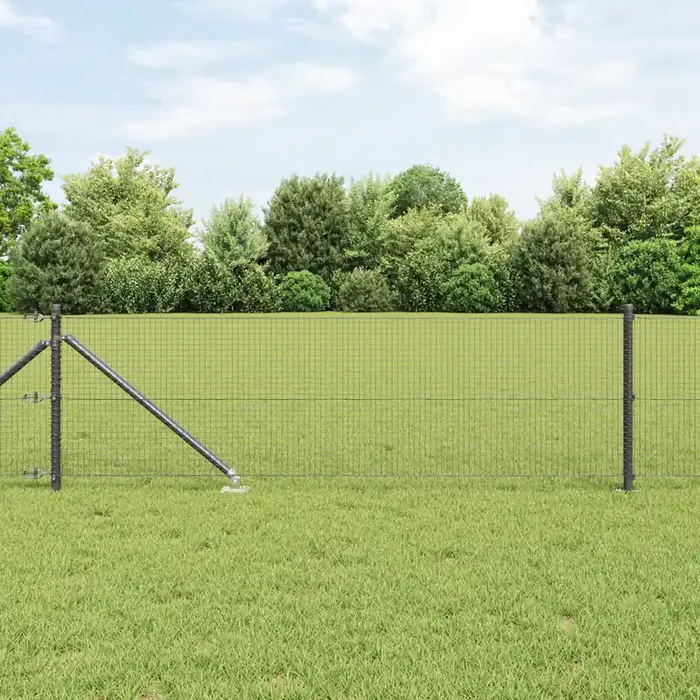 vidaXL Welded Wire Fence with 7 Spike Posts Grey 0.4×10 m Steel