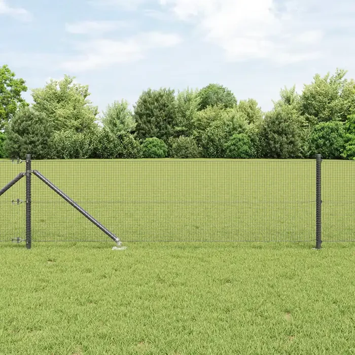 vidaXL Welded Wire Fence with 7 Spike Posts Grey 0,6×10 m Steel