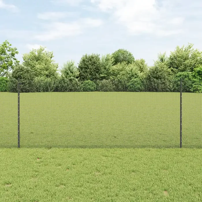 vidaXL Welded Wire Fence with 88 U Posts Grey 1×100 m Steel
