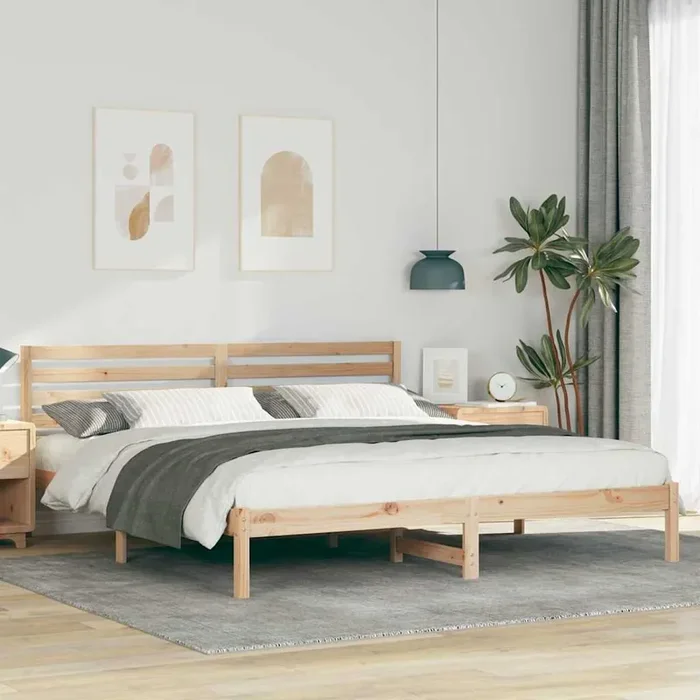 vidaXL with Headboard Brown 180 x 200 cm Solid pine wood