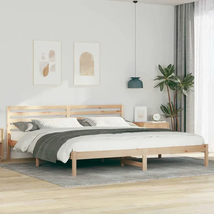 vidaXL with Headboard Brown 180 x 210 cm Solid pine wood