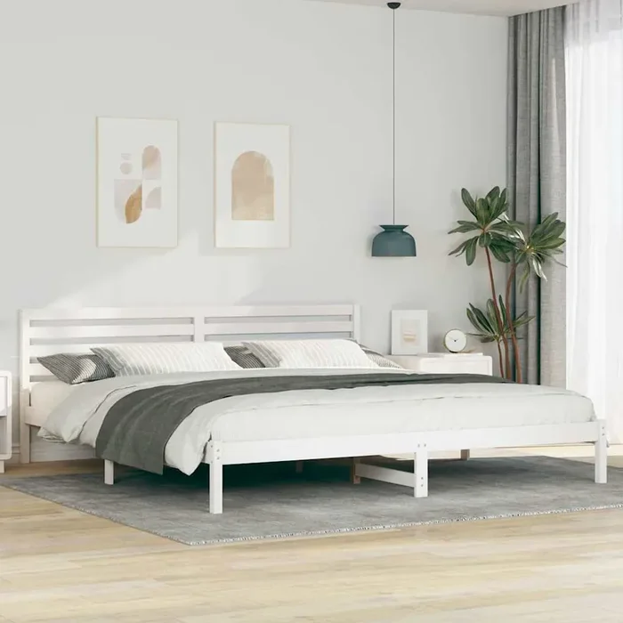 vidaXL with Headboard White 200 x 210 cm Solid pine wood