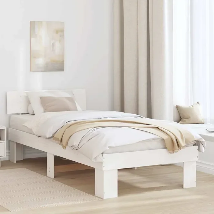 vidaXL with Headboard White 90 x 190 cm Solid pine wood