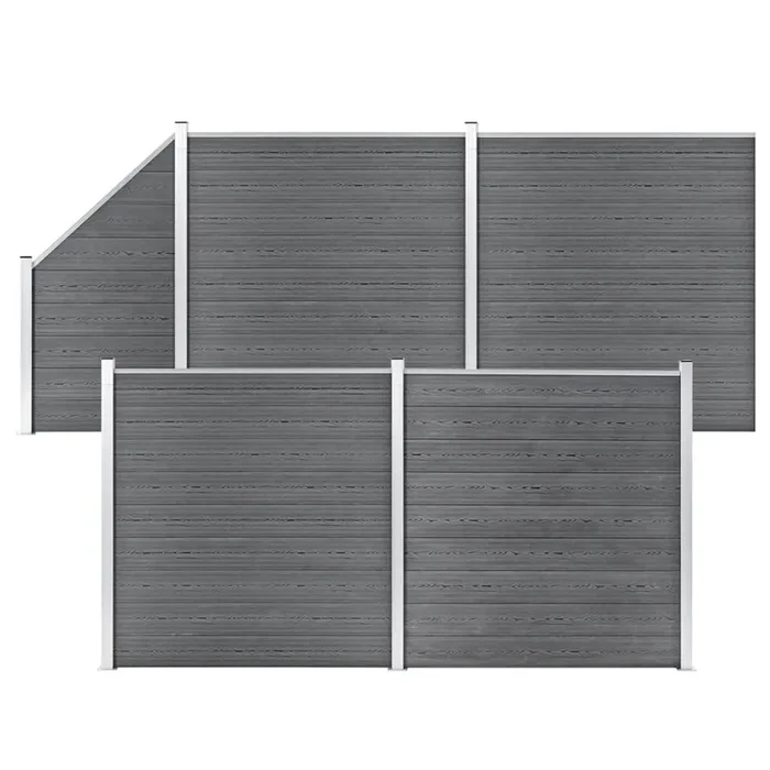 vidaXL WPC Fence Set 4 Square + 1 Slanted 792×186 cm Grey