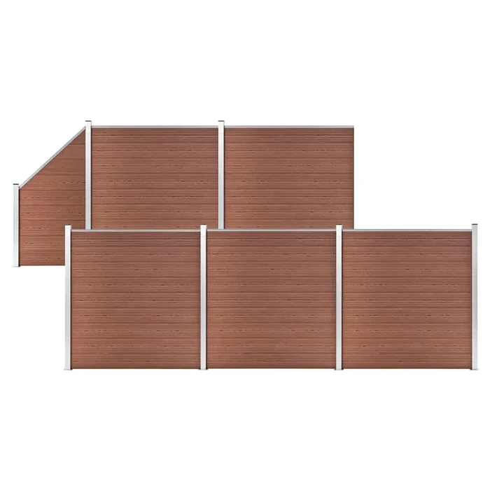 vidaXL WPC Fence Set 5 Square + 1 Slanted 965×186 cm Brown
