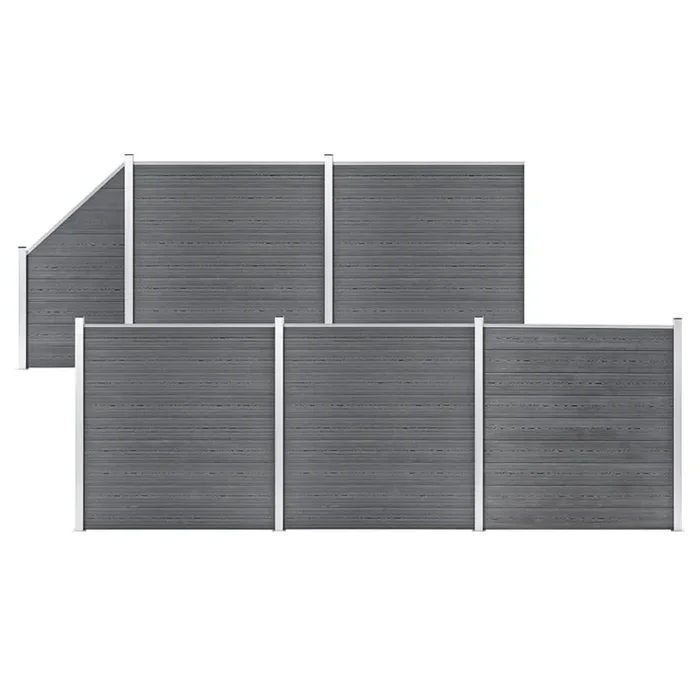 vidaXL WPC Fence Set 5 Square + 1 Slanted 965×186 cm Grey