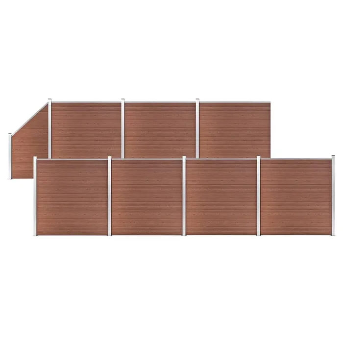 vidaXL WPC Fence Set 7 Square + 1 Slanted 1311×186 cm Brown