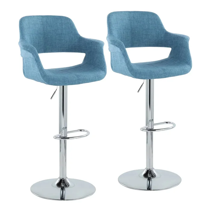 Vintage Flair – Mid Century Modern Adjustable Barstool With Oval Footrest (Set of 2)