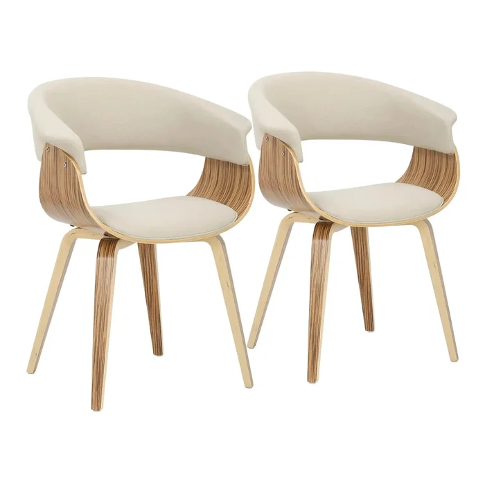 Vintage Mod – Mid-Century Modern Dining / Chair (Set of 2) – Zebra / Cream