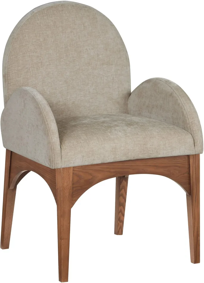 Waldorf – Chenille Dining Arm Chair With Brown Legs