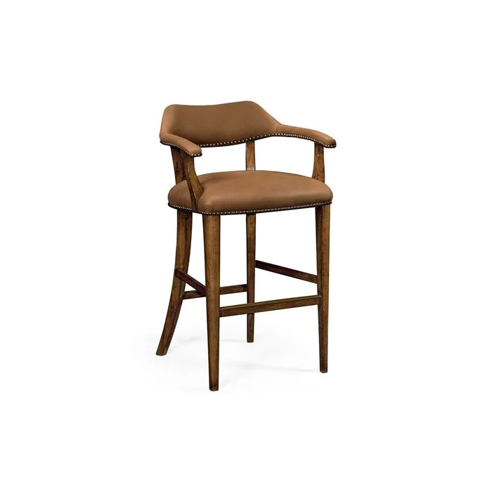 Walnut Upholstered Library Bar Stool
