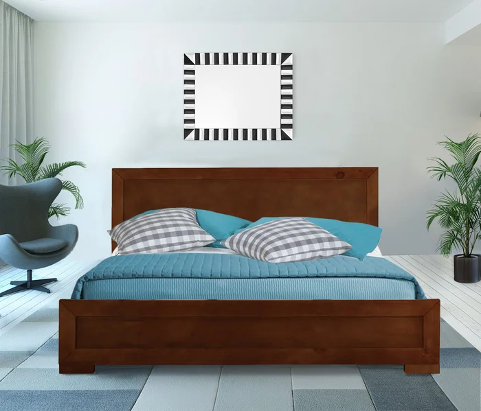 Walnut Wood Queen Platform Bed By Homeroots – 397081