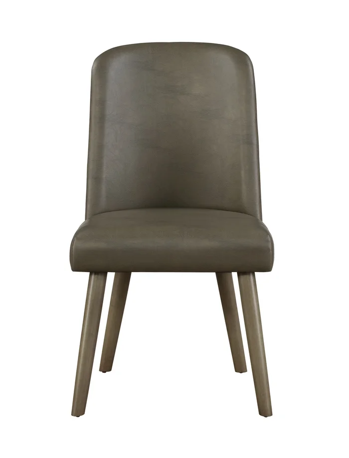 Waylon – Synthetic Leather Side Chair (Set of 2) – Gray / Oak