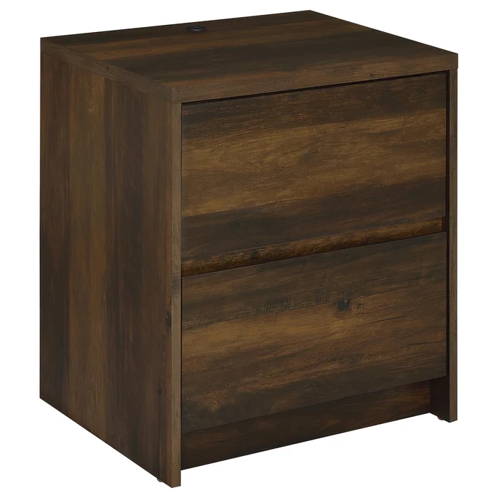 Westpark 2-drawer Nightstand LED Lights and USB Dark Pine