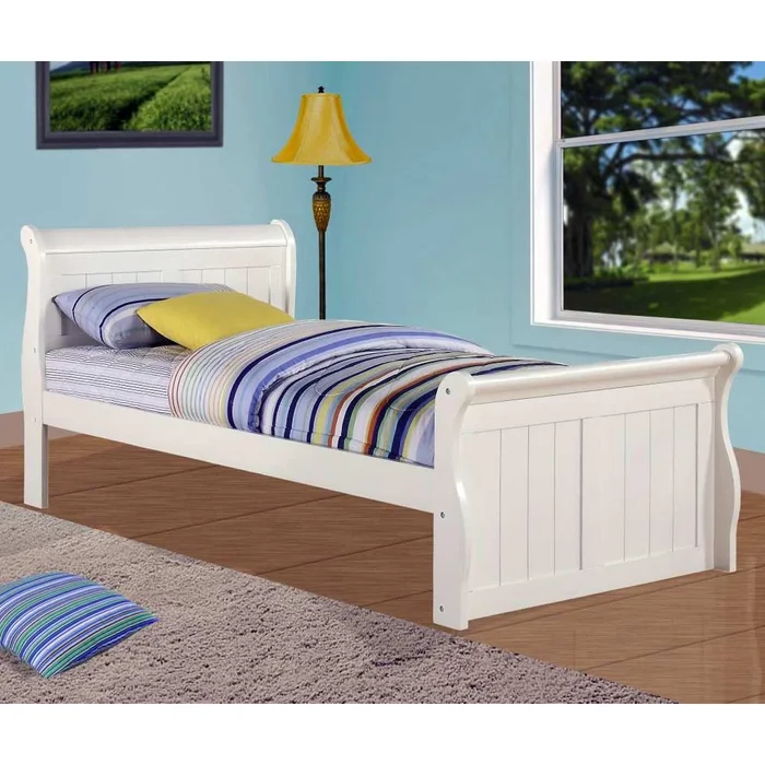 White Sleigh Bed