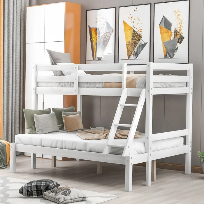 White Twin Size Full Size Bunk Bed By Homeroots