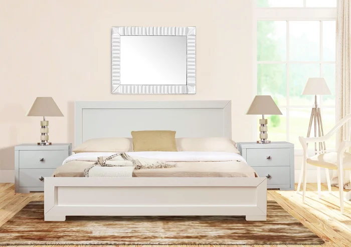 White Wood King Platform Bed By Homeroots – 397110