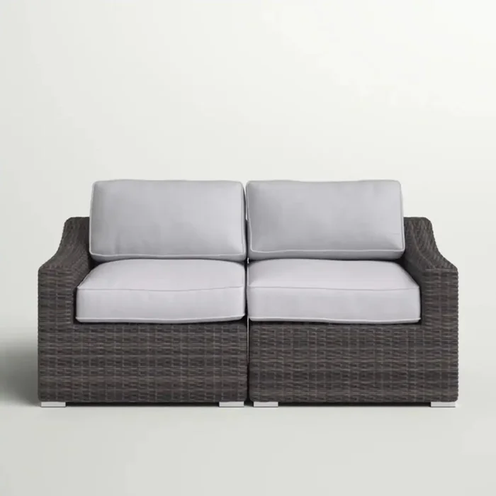 Wicker Outdoor Loveseat With Cushions – Espresso / Gray