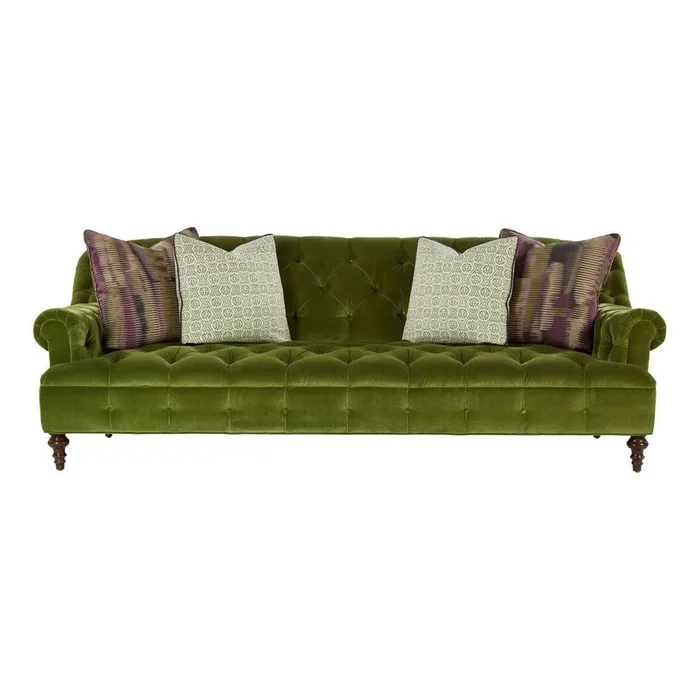 Winger Tufted Scroll Arm Sofa – Green