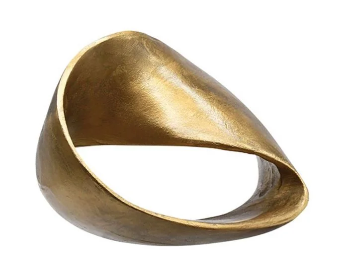 Worlds Away Large Abstract Metal Sculpture In Textured Brass (Dropshippable)